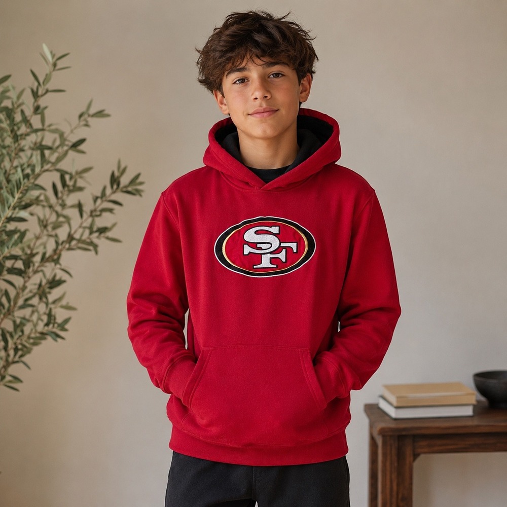 San Francisco 49ers Hoodie Youth Large 14/16 Red NFL Team Apparel Sweatshirt